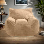 Pouf poire en fausse fourrure avec dossier, rembourrage en mousse déchiquetée haute densité et design polyvalent