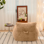 Pouf poire en fausse fourrure avec dossier, rembourrage en mousse déchiquetée haute densité et design polyvalent