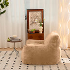 Pouf poire en fausse fourrure avec dossier, rembourrage en mousse déchiquetée haute densité et design polyvalent