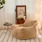 Pouf poire en fausse fourrure avec dossier, rembourrage en mousse déchiquetée haute densité et design polyvalent