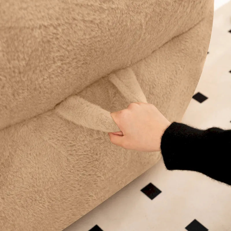Pouf poire en fausse fourrure avec dossier, rembourrage en mousse déchiquetée haute densité et design polyvalent