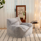 Pouf poire en fausse fourrure avec dossier, rembourrage en mousse déchiquetée haute densité et design polyvalent