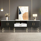 Meuble TV moderne avec 2 armoires et compartiments ouverts, console de télévision pour salon, chambre à coucher