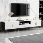 Meuble TV moderne avec 2 armoires et compartiments ouverts, console de télévision pour salon, chambre à coucher