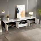 Meuble TV moderne avec 2 armoires et compartiments ouverts, console de télévision pour salon, chambre à coucher