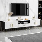 Meuble TV moderne avec 2 armoires et compartiments ouverts, console de télévision pour salon, chambre à coucher