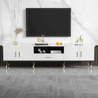 Meuble TV moderne avec 2 armoires et compartiments ouverts, console de télévision pour salon, chambre à coucher