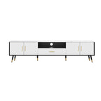 Meuble TV moderne avec 2 armoires et compartiments ouverts, console de télévision pour salon, chambre à coucher