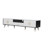 Meuble TV moderne avec 2 armoires et compartiments ouverts, console de télévision pour salon, chambre à coucher
