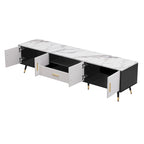 Meuble TV moderne avec 2 armoires et compartiments ouverts, console de télévision pour salon, chambre à coucher