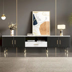 Meuble TV moderne avec 2 armoires et compartiments ouverts, console de télévision pour salon, chambre à coucher
