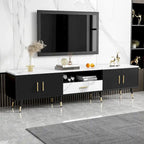 Meuble TV moderne avec 2 armoires et compartiments ouverts, console de télévision pour salon, chambre à coucher