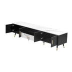 Meuble TV moderne avec 2 armoires et compartiments ouverts, console de télévision pour salon, chambre à coucher