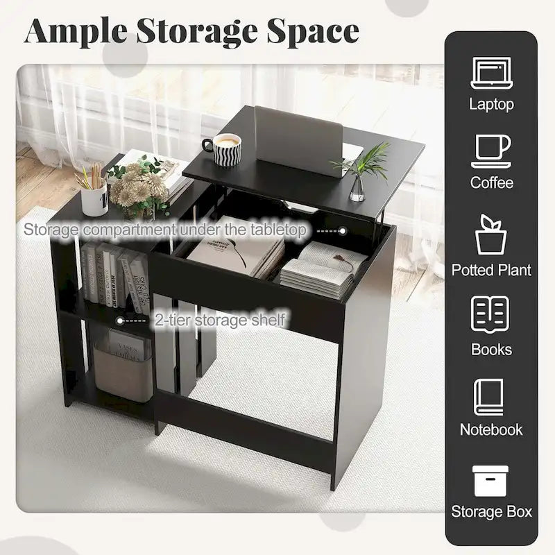 Bureau informatique relevable avec rangements cachés - Voir détails