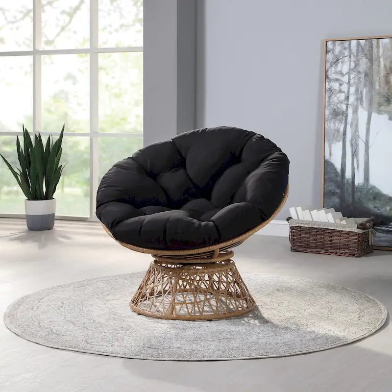 Fauteuil d'appoint pivotant rond avec coussin rembourré