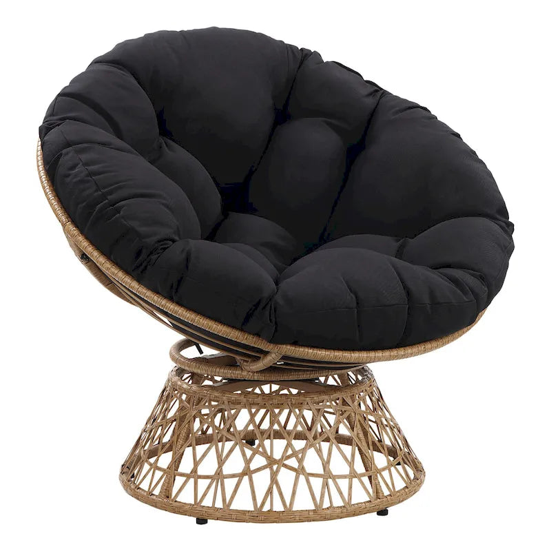 Fauteuil d'appoint pivotant rond avec coussin rembourré