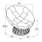 Fauteuil d'appoint pivotant rond avec coussin rembourré