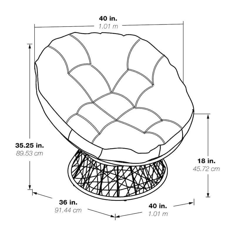 Fauteuil d'appoint pivotant rond avec coussin rembourré