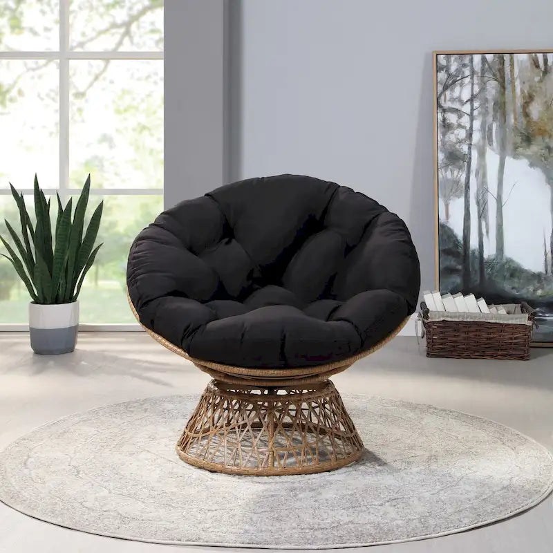 Fauteuil d'appoint pivotant rond avec coussin rembourré