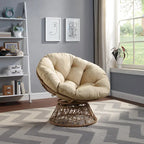 Fauteuil d'appoint pivotant rond avec coussin rembourré