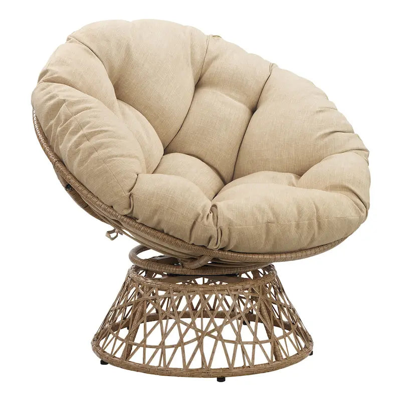 Fauteuil d'appoint pivotant rond avec coussin rembourré
