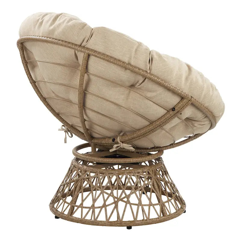 Fauteuil d'appoint pivotant rond avec coussin rembourré