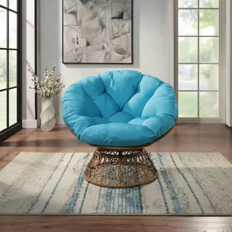 Fauteuil d'appoint pivotant rond avec coussin rembourré