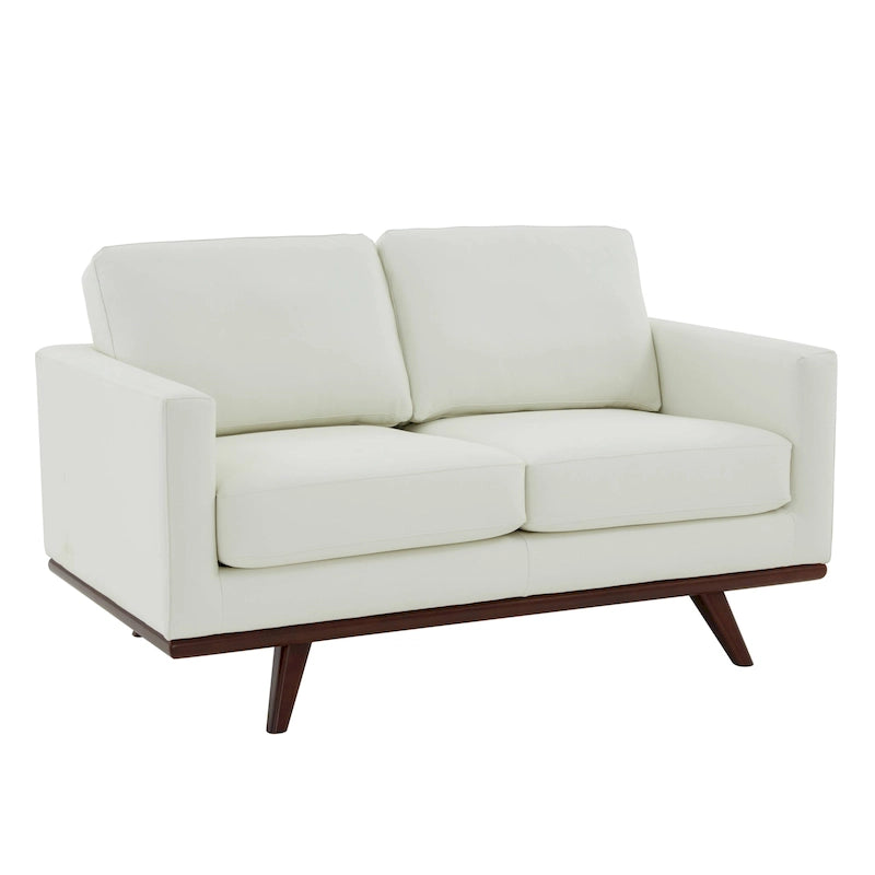 Causeuse moderne en cuir pour 2 personnes avec base en bois de bouleau pour salon, chambre, jardin, lounge - 58.27
