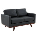 Causeuse moderne en cuir pour 2 personnes avec base en bois de bouleau pour salon, chambre, jardin, lounge - 58.27