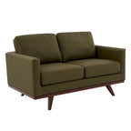 Causeuse moderne en cuir pour 2 personnes avec base en bois de bouleau pour salon, chambre, jardin, lounge - 58.27