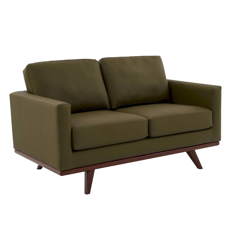 Causeuse moderne en cuir pour 2 personnes avec base en bois de bouleau pour salon, chambre, jardin, lounge - 58.27