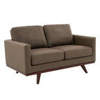 Causeuse moderne en cuir pour 2 personnes avec base en bois de bouleau pour salon, chambre, jardin, lounge - 58.27