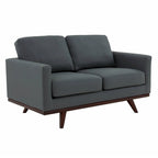 Causeuse moderne en cuir pour 2 personnes avec base en bois de bouleau pour salon, chambre, jardin, lounge - 58.27