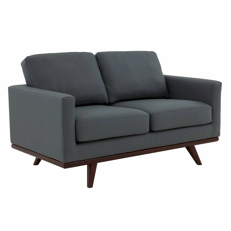 Causeuse moderne en cuir pour 2 personnes avec base en bois de bouleau pour salon, chambre, jardin, lounge - 58.27