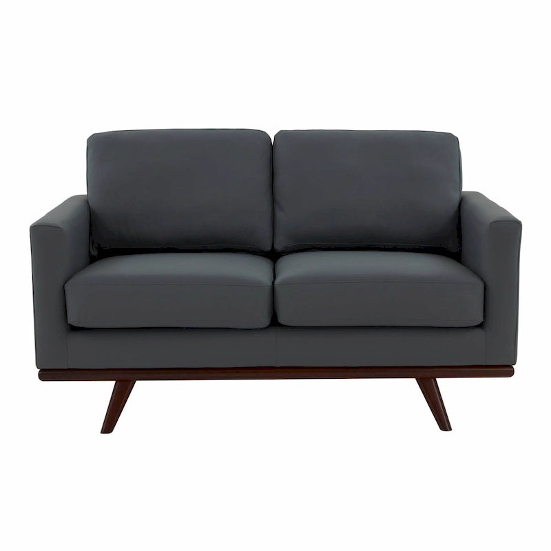 Causeuse moderne en cuir pour 2 personnes avec base en bois de bouleau pour salon, chambre, jardin, lounge - 58.27