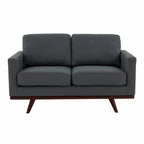 Causeuse moderne en cuir pour 2 personnes avec base en bois de bouleau pour salon, chambre, jardin, lounge - 58.27