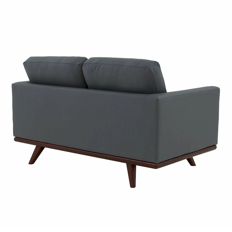 Causeuse moderne en cuir pour 2 personnes avec base en bois de bouleau pour salon, chambre, jardin, lounge - 58.27