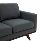 Causeuse moderne en cuir pour 2 personnes avec base en bois de bouleau pour salon, chambre, jardin, lounge - 58.27