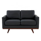 Causeuse moderne en cuir pour 2 personnes avec base en bois de bouleau pour salon, chambre, jardin, lounge - 58.27