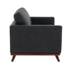 Causeuse moderne en cuir pour 2 personnes avec base en bois de bouleau pour salon, chambre, jardin, lounge - 58.27