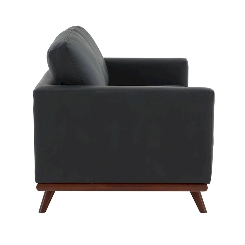 Causeuse moderne en cuir pour 2 personnes avec base en bois de bouleau pour salon, chambre, jardin, lounge - 58.27