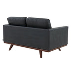 Causeuse moderne en cuir pour 2 personnes avec base en bois de bouleau pour salon, chambre, jardin, lounge - 58.27
