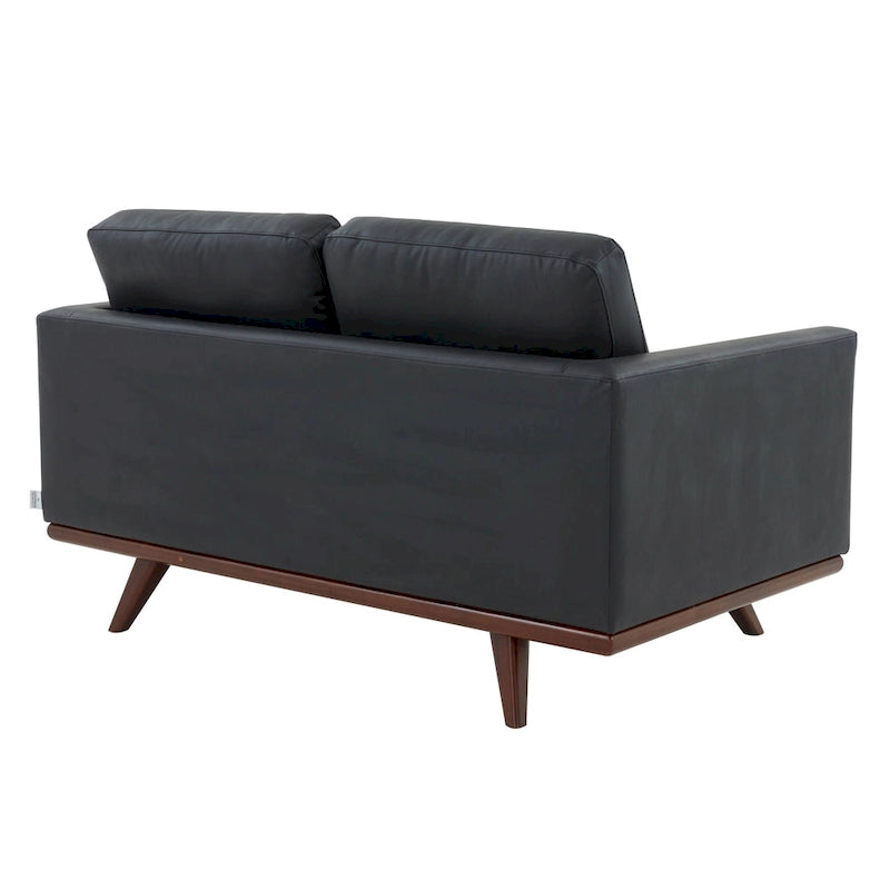 Causeuse moderne en cuir pour 2 personnes avec base en bois de bouleau pour salon, chambre, jardin, lounge - 58.27