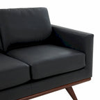 Causeuse moderne en cuir pour 2 personnes avec base en bois de bouleau pour salon, chambre, jardin, lounge - 58.27