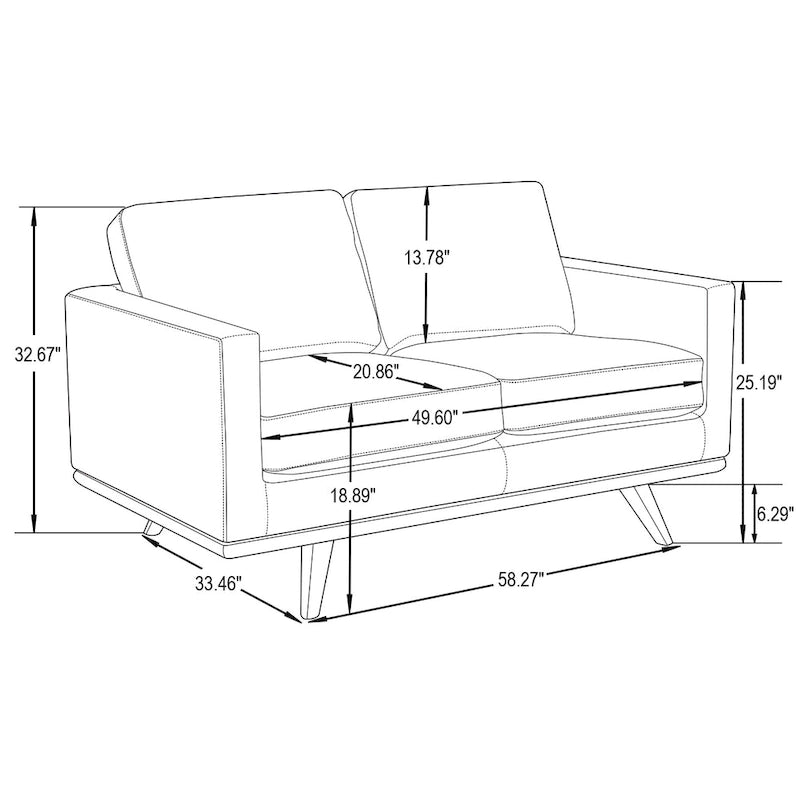 Causeuse moderne en cuir pour 2 personnes avec base en bois de bouleau pour salon, chambre, jardin, lounge - 58.27