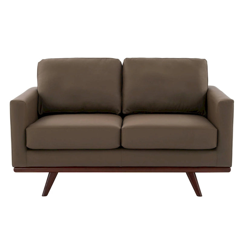 Causeuse moderne en cuir pour 2 personnes avec base en bois de bouleau pour salon, chambre, jardin, lounge - 58.27