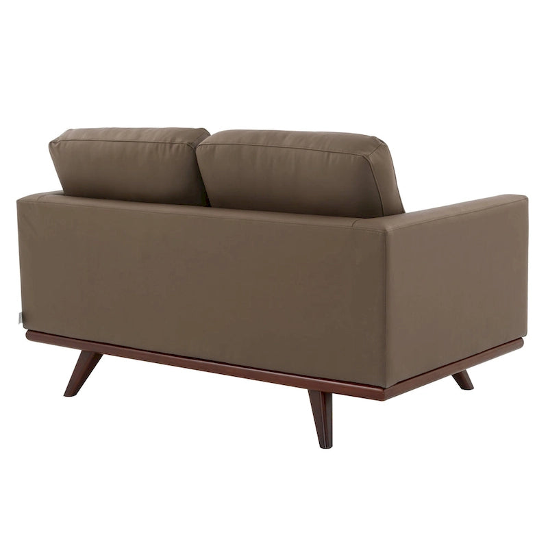 Causeuse moderne en cuir pour 2 personnes avec base en bois de bouleau pour salon, chambre, jardin, lounge - 58.27