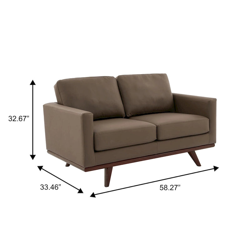 Causeuse moderne en cuir pour 2 personnes avec base en bois de bouleau pour salon, chambre, jardin, lounge - 58.27