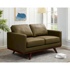 Causeuse moderne en cuir pour 2 personnes avec base en bois de bouleau pour salon, chambre, jardin, lounge - 58.27