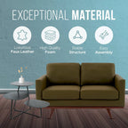 Causeuse moderne en cuir pour 2 personnes avec base en bois de bouleau pour salon, chambre, jardin, lounge - 58.27
